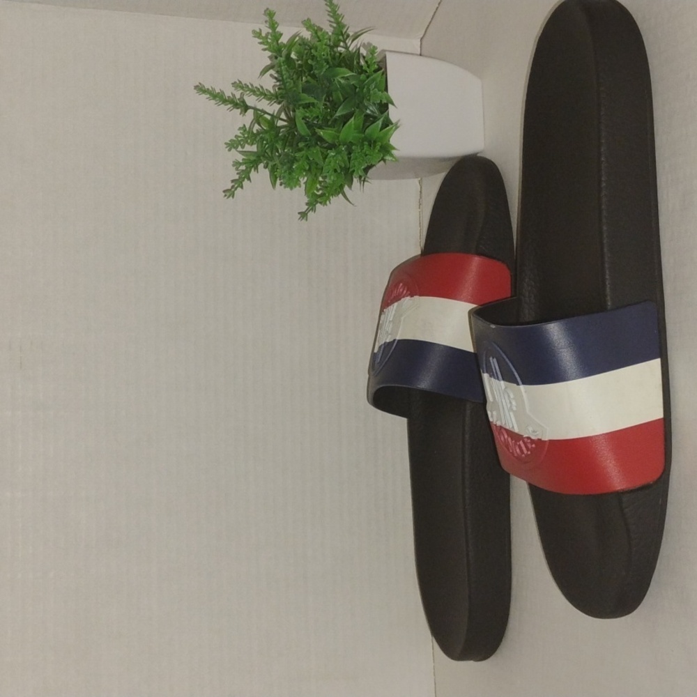 Moncler Mens Basile Slides. Size 46 (US 12). Red White and Blue in color. - Picture 13 of 13
